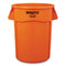 Brute Round Container, 44 Gal, Plastic, Orange