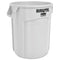 Vented Round Brute Container, 20 Gal, Plastic, White