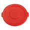 Round Flat Top Lid, For 32 Gal Round Brute Containers, 22.25" Diameter, Red