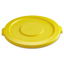 Round Flat Top Lid, For 32 Gal Round Brute Containers, 22.25" Diameter, Yellow