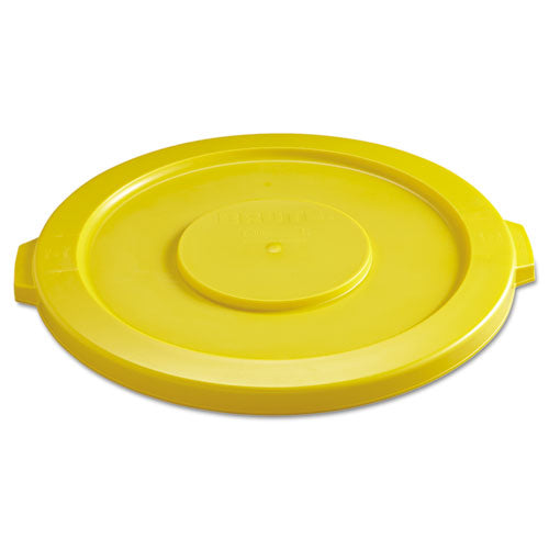 Round Flat Top Lid, For 32 Gal Round Brute Containers, 22.25" Diameter, Yellow