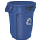 Brute Recycling Container, 32 Gal, Polyethylene, Blue