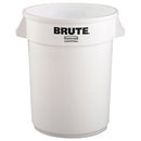 Vented Round Brute Container, 32 Gal, Plastic, White