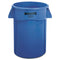 Vented Round Brute Container, 44 Gal, Plastic, Blue