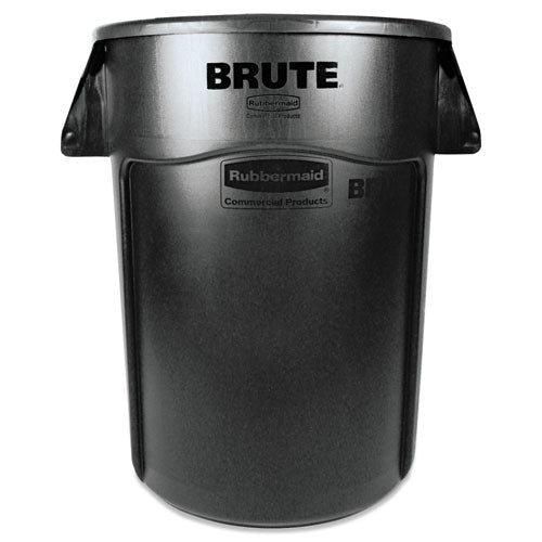 Vented Round Brute Container, 44 Gal, Plastic, Black