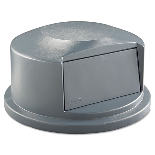 Round Brute Dome Top Receptacle, Push Door For 44 Gal Containers, 24.81" Diameter X 12.63h, Gray