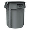 Vented Round Brute Container, 55 Gal, Plastic, Gray