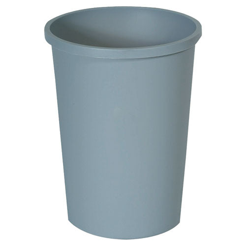 Untouchable Large Plastic Round Waste Receptacle, 11 Gal, Plastic, Gray