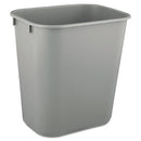 Deskside Plastic Wastebasket, 3.5 Gal, Plastic, Gray