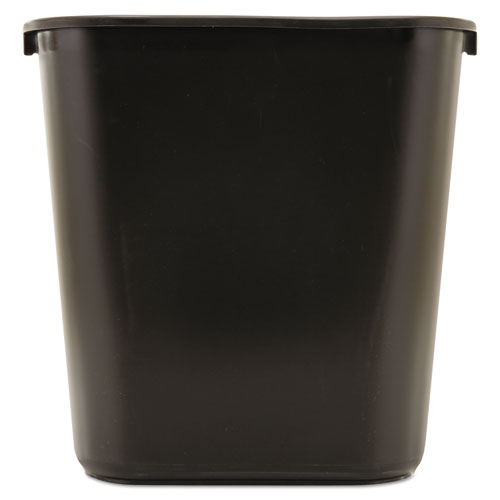 Deskside Plastic Wastebasket, 7 Gal, Plastic, Black