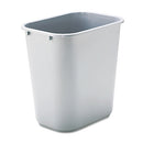 Deskside Plastic Wastebasket, 7 Gal, Plastic, Gray