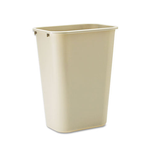 Deskside Plastic Wastebasket, 10.25 Gal, Plastic, Beige