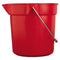 Brute Round Utility Pail, 10 Qt, Plastic, Red, 10.5" Dia