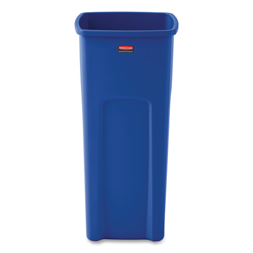 Untouchable Square Waste Receptacle, 23 Gal, Plastic, Blue