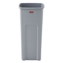 Untouchable Square Waste Receptacle, 23 Gal, Plastic, Gray