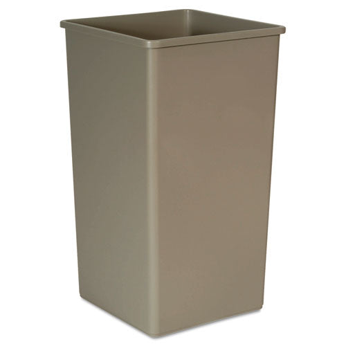 Untouchable Square Waste Receptacle, 50 Gal, Plastic, Beige