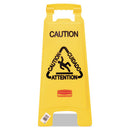 Multilingual "caution" Floor Sign,  11 X 12 X 25, Bright Yellow