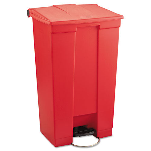 Indoor Utility Step-on Waste Container, 23 Gal, Plastic, Red