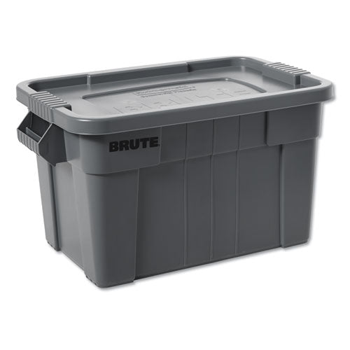 Brute Tote With Lid, 14 Gal, 27.5" X 16.75" X 10.75", Gray