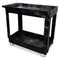 Service/utility Carts, Plastic, 2 Shelves, 500 Lb Capacity, 34.13" X 17.38" X 32.38", Black