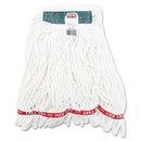 Web Foot Shrinkless Looped-end Wet Mop Head, Cotton/synthetic, Medium, White