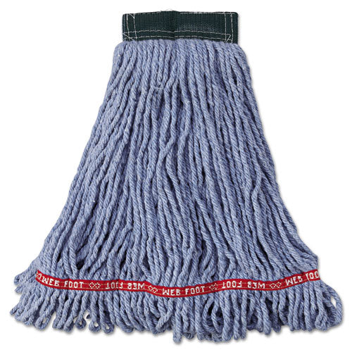 Web Foot Wet Mop Head, Shrinkless, Cotton/synthetic, Blue, Medium, 6/carton