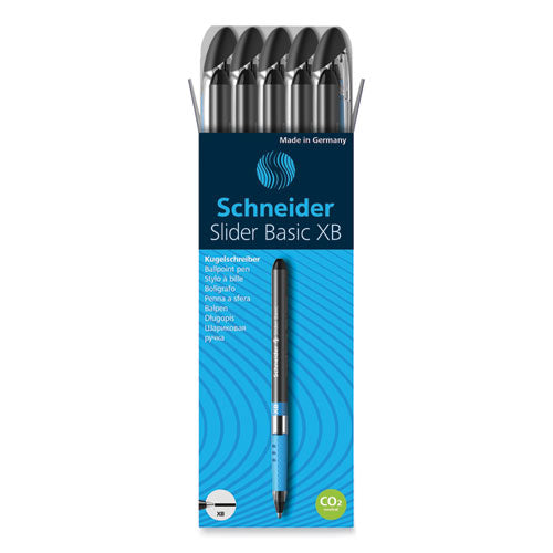 Slider Basic Ballpoint Pen, Stick, Extra-bold 1.4 Mm, Black Ink, Black Barrel, 10/box