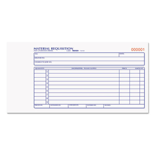 Material Requisition Book, Two-part Carbonless, 7.88 X 4.25, 50 Forms Total