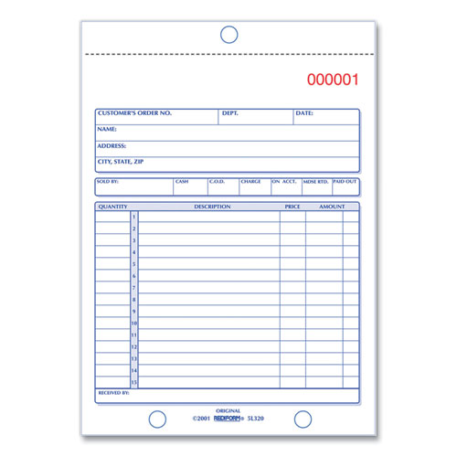 Sales Book, 15 Lines, Two-part Carbonless, 5.5 X 7.88, 50 Forms Total