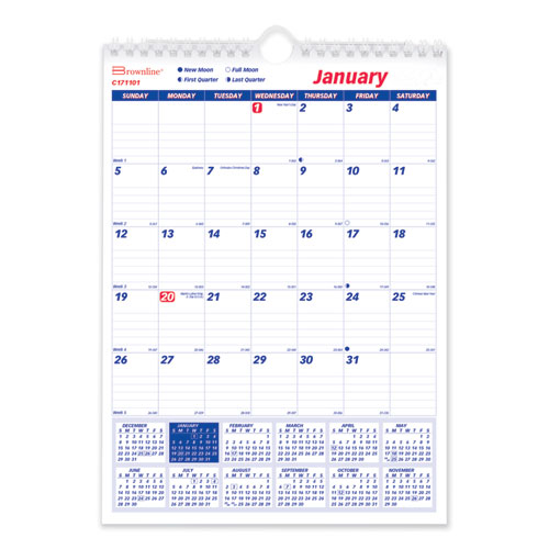 Twin-wirebound Wall Calendar, One Month Per Page, 8 X 11, White Sheets, 12-month (jan To Dec): 2024