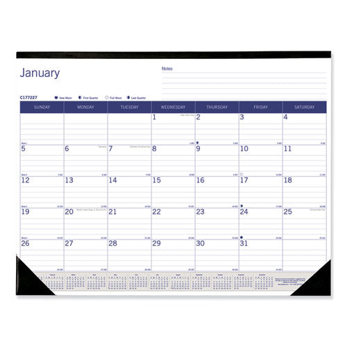 Duraglobe Monthly Desk Pad Calendar, 22 X 17, White/blue/gray Sheets, Black Binding/corners, 12-month (jan To Dec): 2024