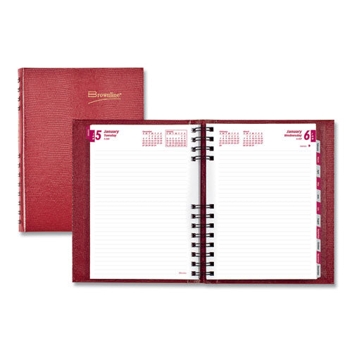 Coilpro Ruled Daily Planner, 8.25 X 5.75, Red Cover, 12-month (jan To Dec): 2024