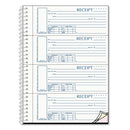 Spiralbound Unnumbered Money Receipt Book, Three-part Carbonless, 7 X 2.75, 4 Forms/sheet, 120 Forms Total