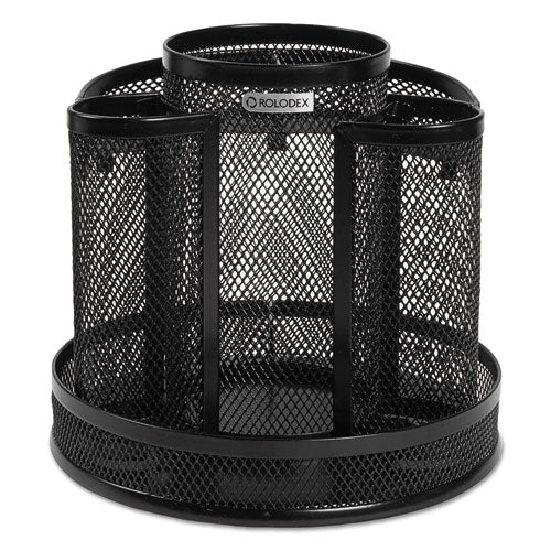 Wire Mesh Spinning Desk Sorter, 8 Compartments, Steel Mesh, 6.5" Diameter X 6.5"h, Black