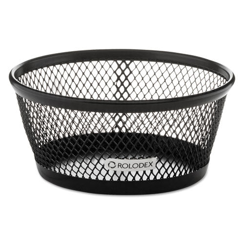 Mesh Jumbo Nestable Paper Clip Dish, Wire Mesh, 4.3" Diameter X 2"h,  Black