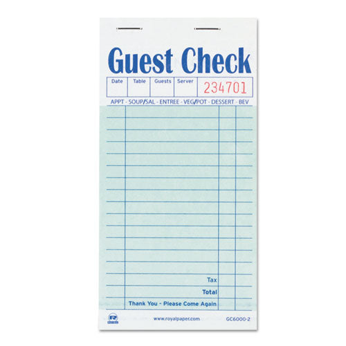 Guest Check Pad, 17 Lines, Two-part Carbon, 3.5 X 6.7, 50 Forms/pad, 50 Pads/carton