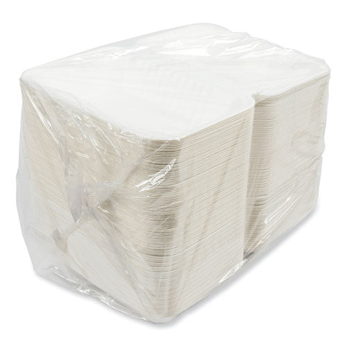 Bagasse Pfas-free Food Containers, 1-compartment, 6 X 9 X 3.03, White, Bamboo/sugarcane, 250/carton