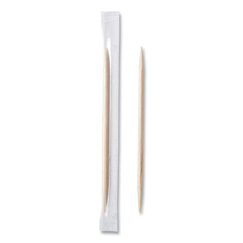 Mint Cello-wrapped Wood Toothpicks, 2.5", Natural, 1,000/box, 15 Boxes/carton