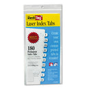 Laser Printable Index Tabs, 1/12-cut, White, 0.44" Wide, 180/pack