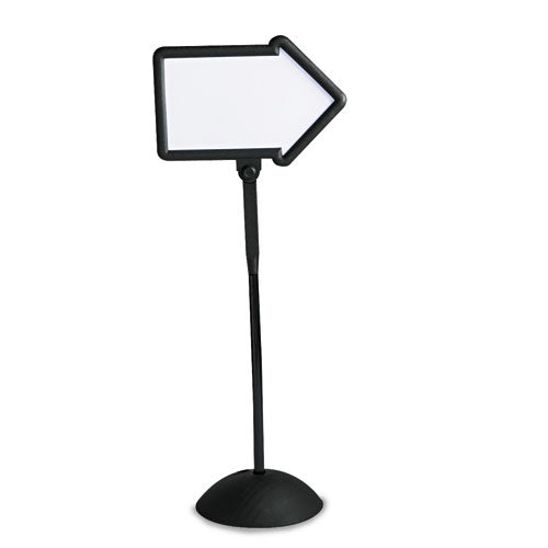 Writeway Double-sided Magnetic Dry Erase Standing Message Sign, Arrow, 64.25" Tall Black Stand, 25.5 X 17.75 White Face