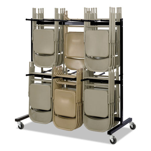 Two-tier Chair Cart, Two-sided 12-section Hang-hook Format, Metal, 64.5" X 33.5" X 70.25", Black