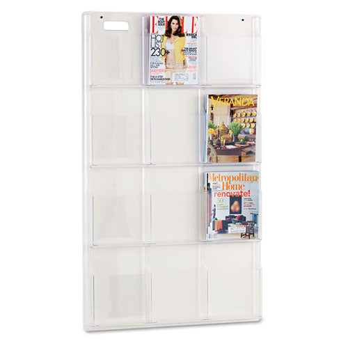 Reveal Clear Literature Displays, 12 Compartments, 30w X 2d X 49h, Clear