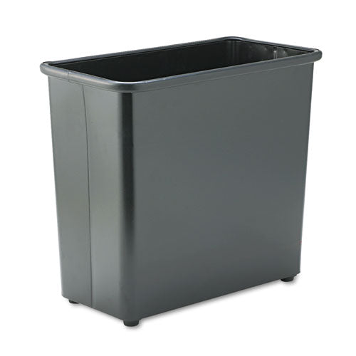 Square And Rectangular Wastebasket, 27.5 Qt, Steel, Black