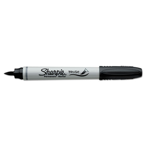 Brush Tip Permanent Marker, Medium Brush Tip, Black, Dozen