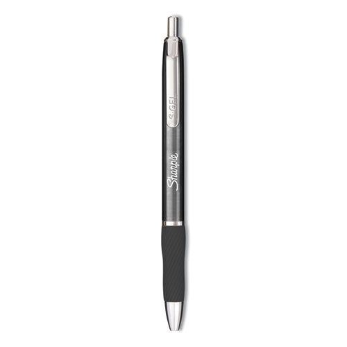 S-gel Premium Metal Barrel Gel Pen, Retractable, Medium 0.7 Mm, Black Ink, Gun Metal Gray Barrel, Dozen