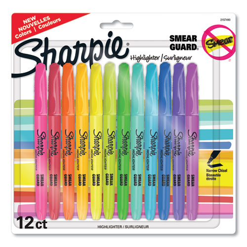 Pocket Style Highlighters, Assorted Ink Colors, Chisel Tip, Assorted Barrel Colors, 12/pack