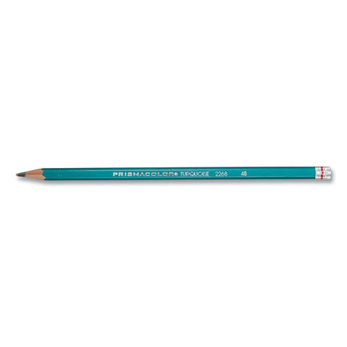 Turquoise Drawing Pencil, 2 Mm, 4b, Black Lead, Turquoise Barrel, Dozen