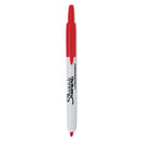 Retractable Permanent Marker, Fine Bullet Tip, Red