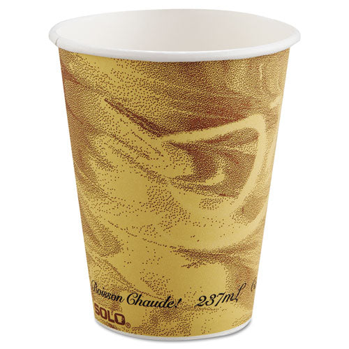 Mistique Polycoated Hot Paper Cups, 8 Oz, Printed, Brown, 50/ Sleeve, 20 Sleeves/carton