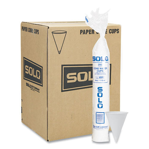 Cone Water Cups, Cold, Paper, 4 Oz, White, 200/bag, 25 Bags/carton